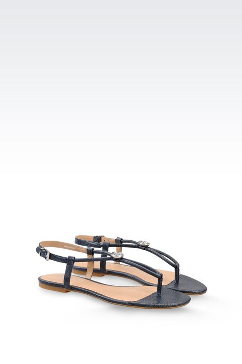 Sandale Plate Femme Armani Jeans - SANDALE PLATE EN CUIR IMPRIMÃ ...