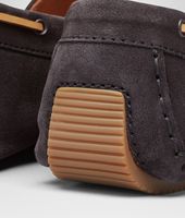 Bottega Veneta® MEDIUM GREY INTRECCIATO SUEDE MOCCASIN Bottega Veneta® MEDIUM GREY INTRECCIATO SUEDE MOCCASIN