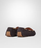Bottega Veneta® MEDIUM GREY INTRECCIATO SUEDE MOCCASIN Bottega Veneta® MEDIUM GREY INTRECCIATO SUEDE MOCCASIN