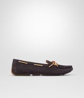 Bottega Veneta® MEDIUM GREY INTRECCIATO SUEDE MOCCASIN Bottega Veneta® MEDIUM GREY INTRECCIATO SUEDE MOCCASIN