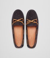 Bottega Veneta® MEDIUM GREY INTRECCIATO SUEDE MOCCASIN Bottega Veneta® MEDIUM GREY INTRECCIATO SUEDE MOCCASIN