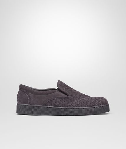 BOTTEGA VENETA - Medium Grey Intrecciato Suede Sneaker