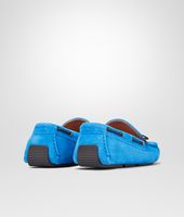 Bottega Veneta® Signal Blue Intrecciato Suede Moccasin Bottega Veneta® Signal Blue Intrecciato Suede Moccasin