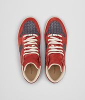 Bottega Veneta® Medium Grey Burnt Red Intrecciato Calf Suede Sneaker Bottega Veneta® Medium Grey Burnt Red Intrecciato Calf Suede Sneaker