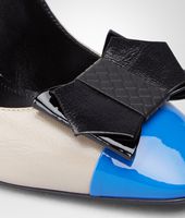 Bottega Veneta® Sand Signal Blue Smooth Chevre Patent Pump Bottega Veneta® Sand Signal Blue Smooth Chevre Patent Pump