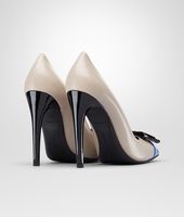 Bottega Veneta® Sand Signal Blue Smooth Chevre Patent Pump Bottega Veneta® Sand Signal Blue Smooth Chevre Patent Pump