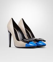 Bottega Veneta® Sand Signal Blue Smooth Chevre Patent Pump Bottega Veneta® Sand Signal Blue Smooth Chevre Patent Pump