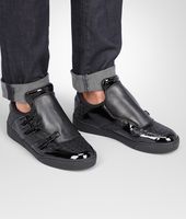 Bottega Veneta® Nero Intrecciato Calf Vernis Sneaker Bottega Veneta® Nero Intrecciato Calf Vernis Sneaker