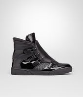 Bottega Veneta® Nero Intrecciato Calf Vernis Sneaker Bottega Veneta® Nero Intrecciato Calf Vernis Sneaker