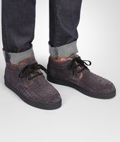 Bottega Veneta® Medium Grey Intrecciato Suede Sneaker Bottega Veneta® Medium Grey Intrecciato Suede Sneaker