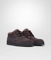 Bottega Veneta® Medium Grey Intrecciato Suede Sneaker Bottega Veneta® Medium Grey Intrecciato Suede Sneaker