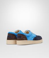 Bottega Veneta® Prusse Signal Blue Espresso Intrecciato Suede Sneaker Bottega Veneta® Prusse Signal Blue Espresso Intrecciato Suede Sneaker