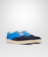 Bottega Veneta® Prusse Signal Blue Espresso Intrecciato Suede Sneaker Bottega Veneta® Prusse Signal Blue Espresso Intrecciato Suede Sneaker