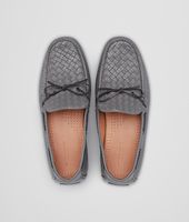 Bottega Veneta® New Light Grey Intrecciato Washed Cervo Moccasin Bottega Veneta® New Light Grey Intrecciato Washed Cervo Moccasin