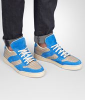 Bottega Veneta® Sand Signal Blue Intrecciato Calf Suede Sneaker Bottega Veneta® Sand Signal Blue Intrecciato Calf Suede Sneaker