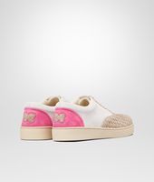 Bottega Veneta® Sand Mist Rosa Shock Intrecciato Suede Sneaker Bottega Veneta® Sand Mist Rosa Shock Intrecciato Suede Sneaker
