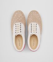 Bottega Veneta® Sand Mist Rosa Shock Intrecciato Suede Sneaker Bottega Veneta® Sand Mist Rosa Shock Intrecciato Suede Sneaker
