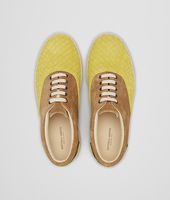 Bottega Veneta® Chartreuse Bronze Army Intrecciato Suede Sneaker Bottega Veneta® Chartreuse Bronze Army Intrecciato Suede Sneaker