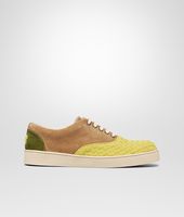 Bottega Veneta® Chartreuse Bronze Army Intrecciato Suede Sneaker Bottega Veneta® Chartreuse Bronze Army Intrecciato Suede Sneaker