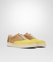 Bottega Veneta® Chartreuse Bronze Army Intrecciato Suede Sneaker Bottega Veneta® Chartreuse Bronze Army Intrecciato Suede Sneaker