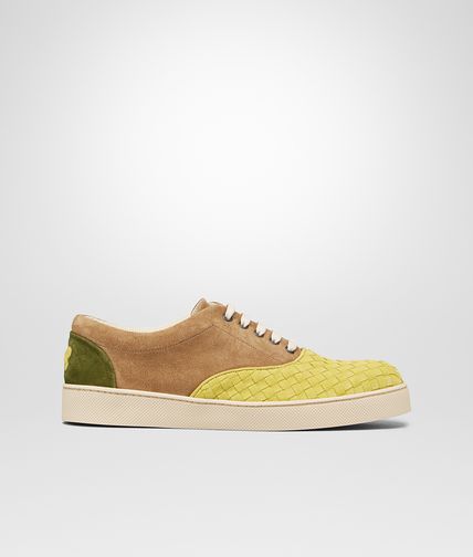 BOTTEGA VENETA - Chartreuse Bronze Army Intrecciato Suede Sneaker