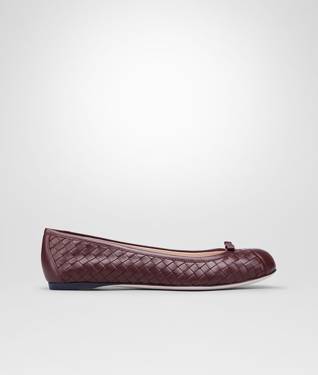 BOTTEGA VENETA BALLERINA AUS NAPPALEDER INTRECCIATO AUBERGINE Flacher Schuh D fp
