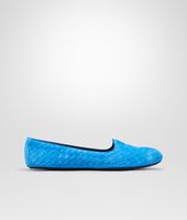 Bottega Veneta® SIGNAL BLUE Intrecciato Suede OUTDOOR SLIPPER Bottega Veneta® SIGNAL BLUE Intrecciato Suede OUTDOOR SLIPPER