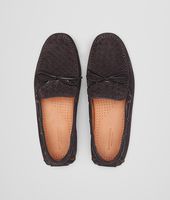 Bottega Veneta® Medium Grey Intrecciato Suede Moccasin Bottega Veneta® Medium Grey Intrecciato Suede Moccasin