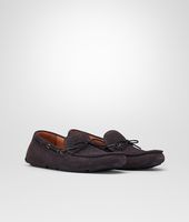 Bottega Veneta® Medium Grey Intrecciato Suede Moccasin Bottega Veneta® Medium Grey Intrecciato Suede Moccasin