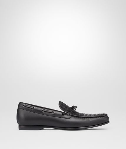 BOTTEGA VENETA - Nero Intrecciato Soft Calf Moccasin
