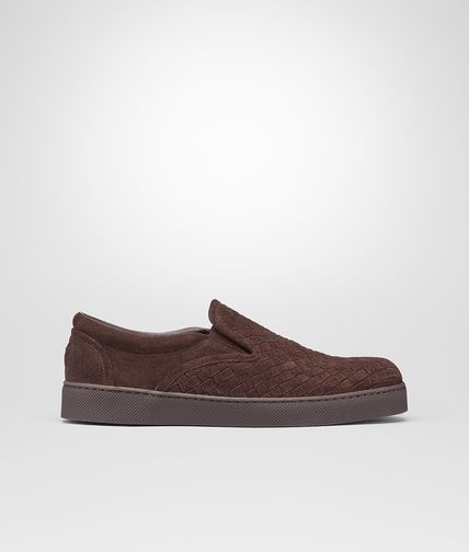 BOTTEGA VENETA - Espresso Intrecciato Suede Sneaker