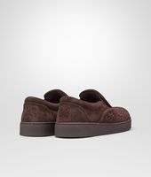 Bottega Veneta® Espresso Intrecciato Suede Sneaker Bottega Veneta® Espresso Intrecciato Suede Sneaker