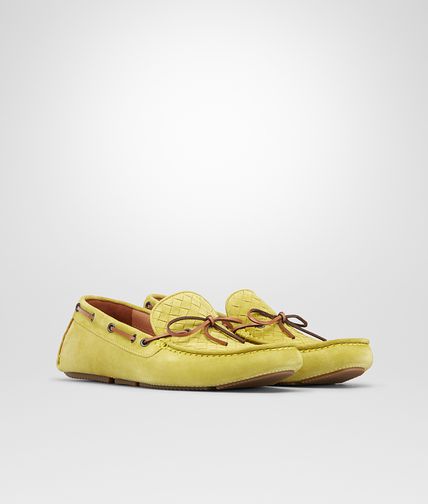 BOTTEGA VENETA - New Chartreuse Intrecciato Suede Moccasin