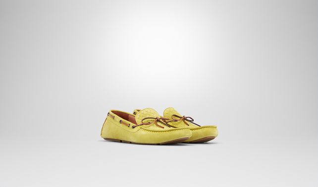 BOTTEGA VENETA - New Chartreuse Intrecciato Suede Moccasin