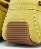 Bottega Veneta® New Chartreuse Intrecciato Suede Moccasin Bottega Veneta® New Chartreuse Intrecciato Suede Moccasin