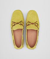 Bottega Veneta® New Chartreuse Intrecciato Suede Moccasin Bottega Veneta® New Chartreuse Intrecciato Suede Moccasin