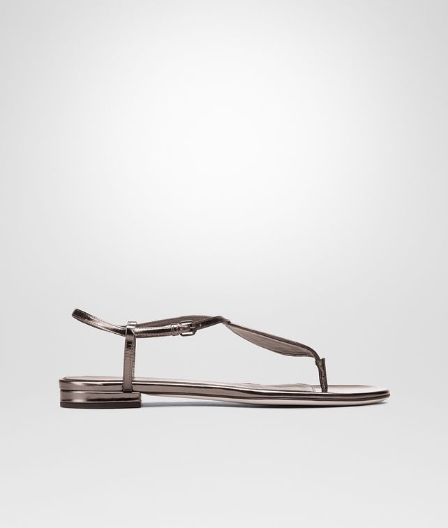 BOTTEGA VENETA NEW LIGHT GREY Intrecciato Mirror Metal SANDAL Flat D fp