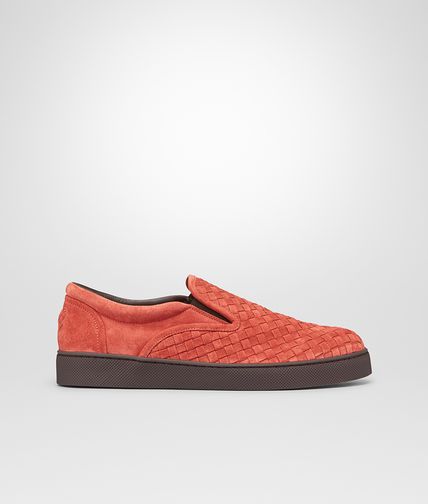 BOTTEGA VENETA - Burnt Red Intrecciato Suede Sneaker