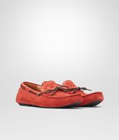 Bottega Veneta® Burnt Red Intrecciato Suede Moccasin Bottega Veneta® Burnt Red Intrecciato Suede Moccasin