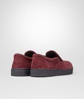 Bottega Veneta® Aubergine Intrecciato Suede Sneaker Bottega Veneta® Aubergine Intrecciato Suede Sneaker