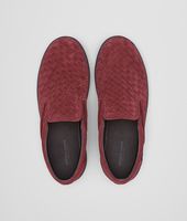 Bottega Veneta® Aubergine Intrecciato Suede Sneaker Bottega Veneta® Aubergine Intrecciato Suede Sneaker