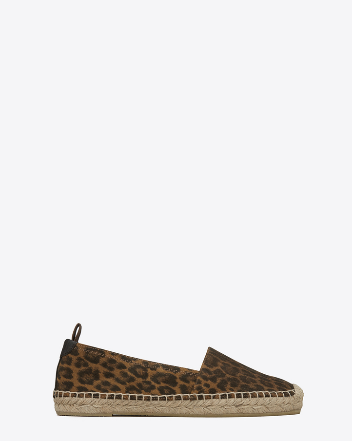 Saint Laurent Espadrille In Tan Leopard Printed Brushed Leather ...  