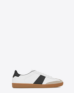 SIGNATURE COURT CLASSIC SL/25 SNEAKER IN Optic White and Black LEATHER and Beige Suede