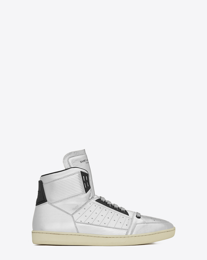 Saint Laurent SIGNATURE COURT CLASSIC SL/24H SNEAKER IN Silver And ...  