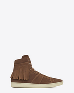 SIGNATURE COURT CLASSIC SL/18H Fringed High Top SNEAKER IN Hazelnut Suede