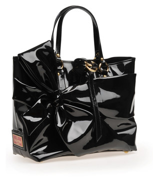 Black patent sidebow shopper tote 45120117WD 11 f beauty health