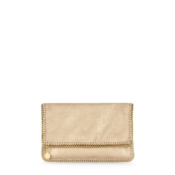 Stella McCartney, Gold Falabella Faux Suede Fold Over Clutch