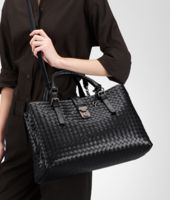 Bottega Veneta® Nero Light Calf Intrecciato Roma Bag Bottega Veneta® Nero Light Calf Intrecciato Roma Bag