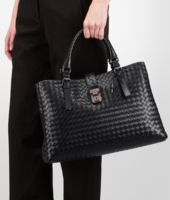Bottega Veneta® Nero Light Calf Intrecciato Roma Bag Bottega Veneta® Nero Light Calf Intrecciato Roma Bag