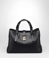 Bottega Veneta® Nero Light Calf Intrecciato Roma Bag Bottega Veneta® Nero Light Calf Intrecciato Roma Bag